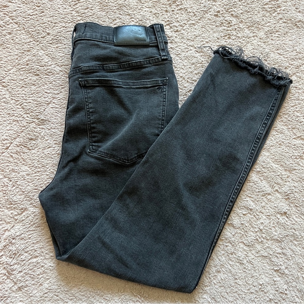 Madewell High Waist Stovepipe Raw Hem Skinny Jeans Preppy Biker Minimalist Sz 28